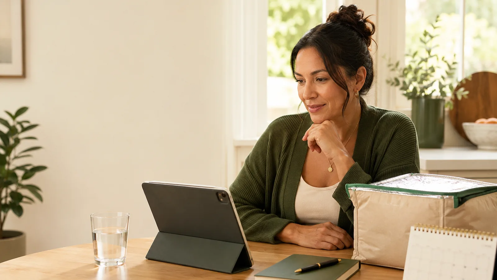Adult preparing for a private telehealth appointment at home