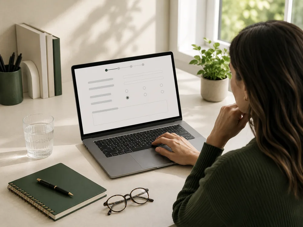Adult completing a private online questionnaire